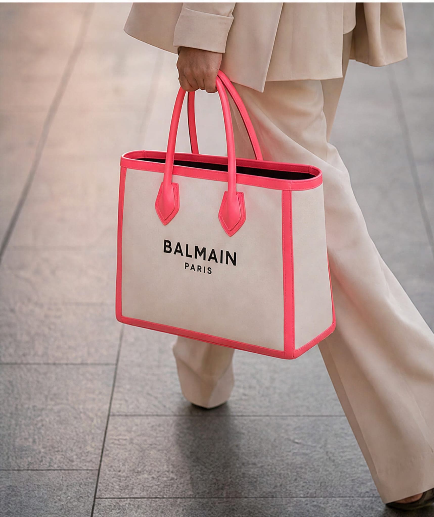 Balmain Balmain White & Pink B-Army Shopper Tote